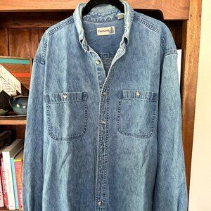 Vintage denim long sleeve button down shirt Size M